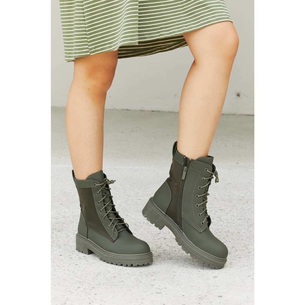 City Mood Lug Sole Lace-Up Combat Booties